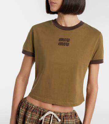 Logo cotton jersey T-shirt  | Miu Miu