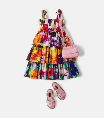 Floral shirred tiered cotton dress | Dolce&Gabbana Kids