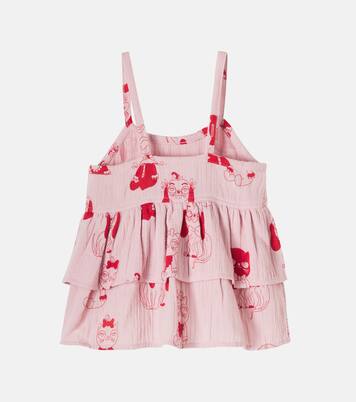 Minibabies printed ruffled cotton top | Mini Rodini