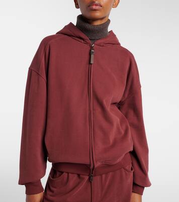 Monili cotton jersey zip-up hoodie | Brunello Cucinelli