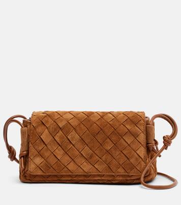 Notturno Intrecciato Small suede crossbody bag | Bottega Veneta