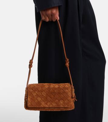 Notturno Intrecciato Small suede crossbody bag | Bottega Veneta