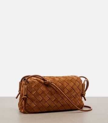 Notturno Intrecciato Small suede crossbody bag | Bottega Veneta
