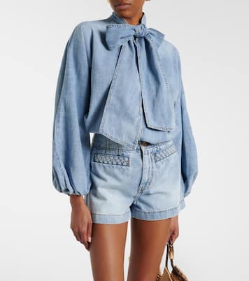 Indra tie-neck denim blouse | Zimmermann