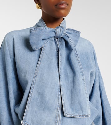 Indra tie-neck denim blouse | Zimmermann