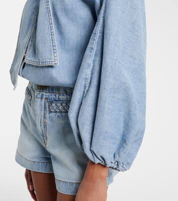 Indra tie-neck denim blouse | Zimmermann