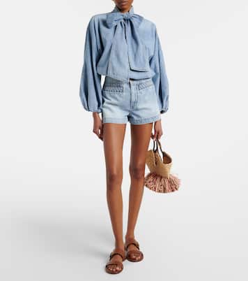 Indra tie-neck denim blouse | Zimmermann
