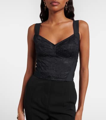 Lace-trimmed jacquard bustier | Dolce&Gabbana