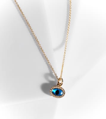 Mini Oval Eye 18kt gold necklace with diamonds | Ileana Makri