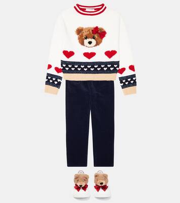 Intarsia-knit wool sweater | Monnalisa