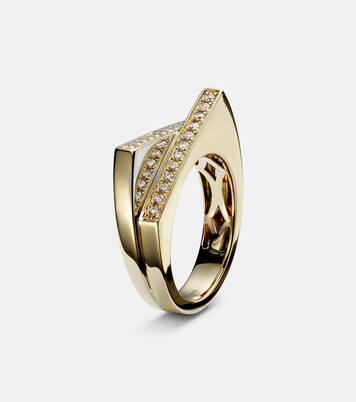 Ring Handcuff aus 9kt Gelb- und Weißgold mit Diamanten | Rainbow K