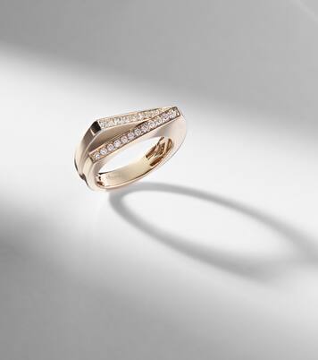 Ring Handcuff aus 9kt Gelb- und Weißgold mit Diamanten | Rainbow K