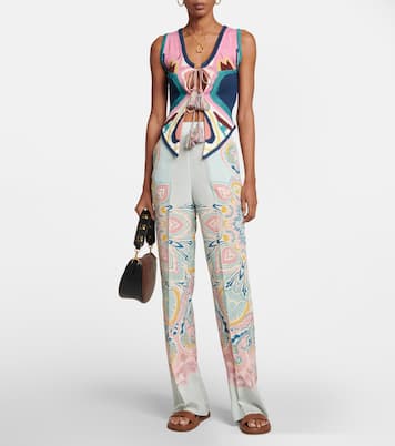 Pantalon à taille haute en soie à motif cachemire | Etro