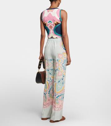 Pantalon à taille haute en soie à motif cachemire | Etro