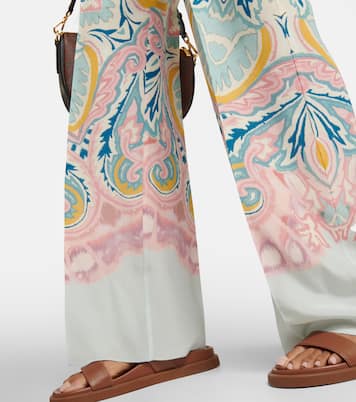 Pantalon à taille haute en soie à motif cachemire | Etro
