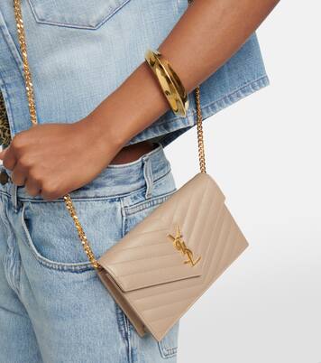 Cassandre matelassé envelope leather wallet on chain | Saint Laurent