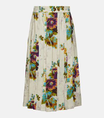Falda midi de satén floral | Tory Burch