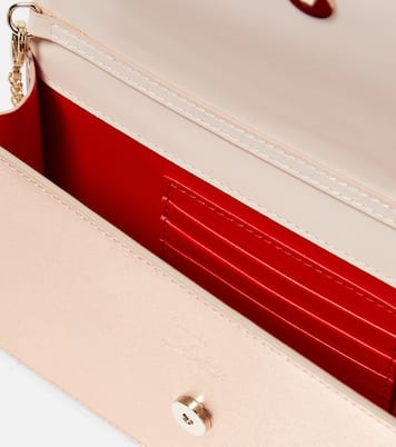 Loubi54 Small leather-trimmed silk clutch | Christian Louboutin