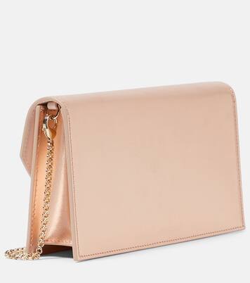 Loubi54 Small leather-trimmed silk clutch | Christian Louboutin