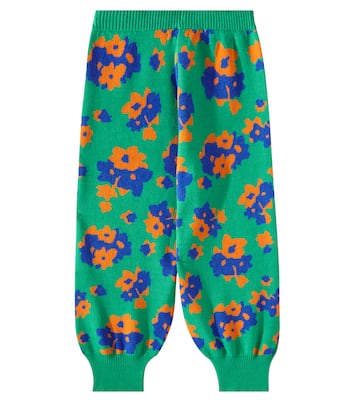 Flowers cotton and wool wide-leg pants | Tinycottons