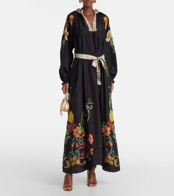 Robe longue Cerere en soie à fleurs | La DoubleJ