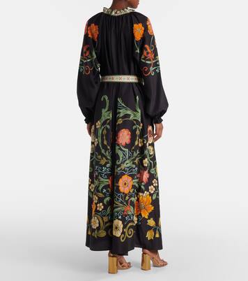 Robe longue Cerere en soie à fleurs | La DoubleJ