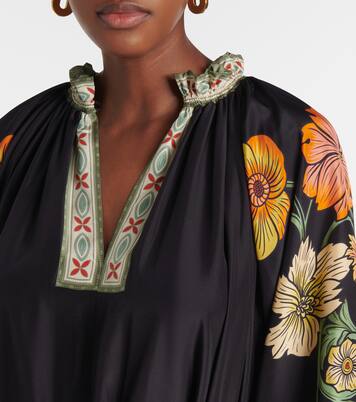 Robe longue Cerere en soie à fleurs | La DoubleJ