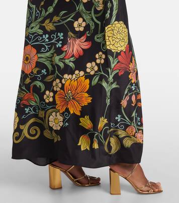 Robe longue Cerere en soie à fleurs | La DoubleJ