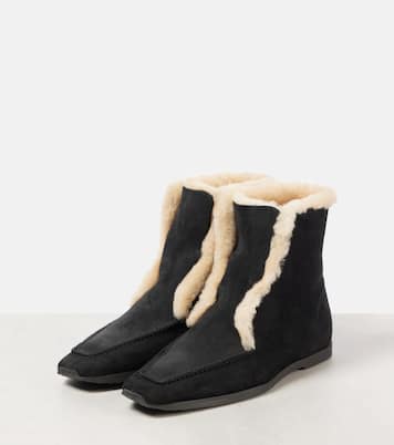 Ankle Boots aus Veloursleder mit Shearling | Toteme