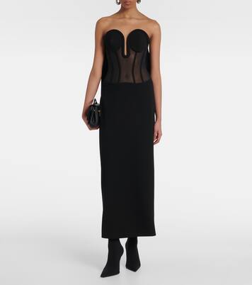 Robe bustier longue en crêpe et tulle | Jean Paul Gaultier