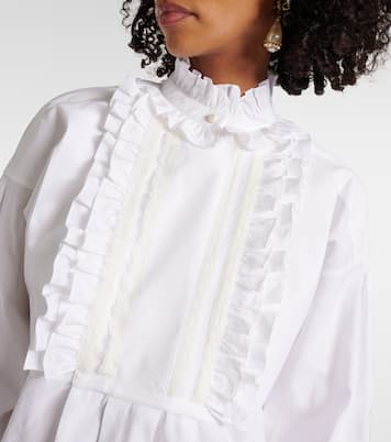 Vestido corto de algodón, lino y seda | Valentino