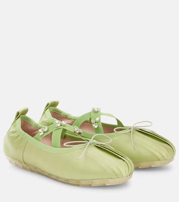 Grip embellished satin ballet flats | Simone Rocha