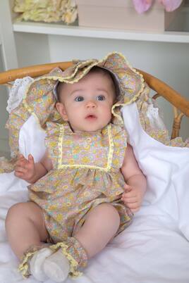 Baby floral cotton playsuit | Patachou