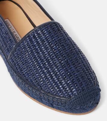 Espadra leather-trimmed raffia espadrilles | Manolo Blahnik