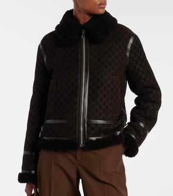 Lederjacke GG mit Shearling | Gucci