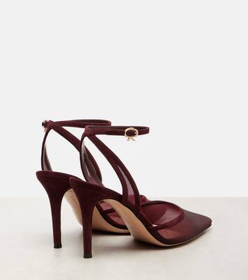85 suede-trimmed organza pumps | Gianvito Rossi