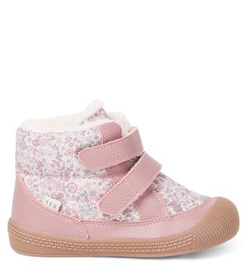 Tex floral leather-trimmed boots | Wheat