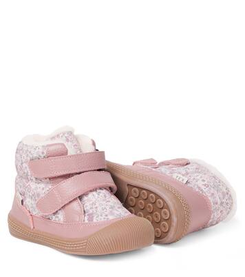 Tex floral leather-trimmed boots | Wheat