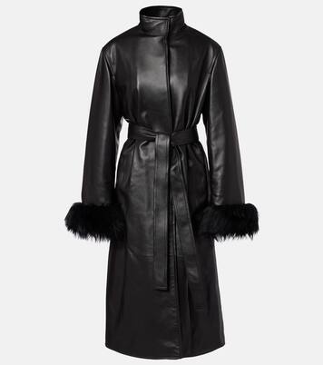 Shearling-trimmed leather coat | Alaïa