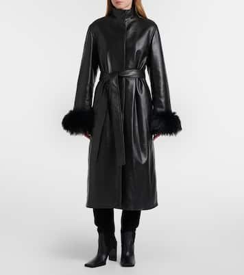 Shearling-trimmed leather coat | Alaïa
