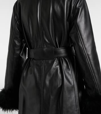 Shearling-trimmed leather coat | Alaïa