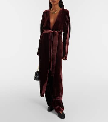 Belted velvet midi dress | Asceno