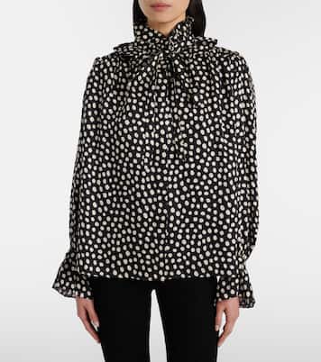 Polka-dot tie-neck silk blouse | Chloé