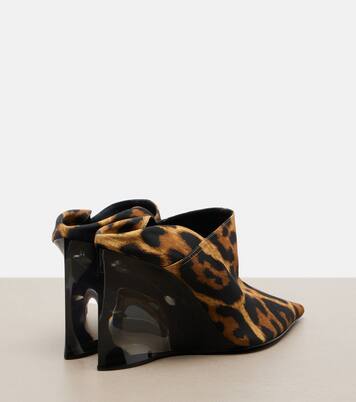 Invisible animal-print twill wedge mules | Alaïa