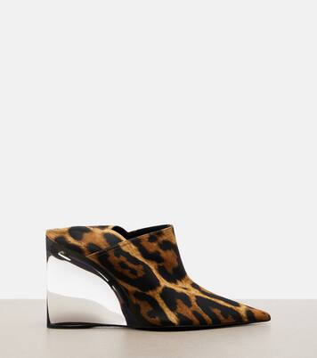 Invisible animal-print twill wedge mules | Alaïa
