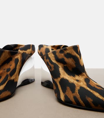 Invisible animal-print twill wedge mules | Alaïa