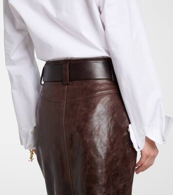 Belted leather pencil skirt | Saint Laurent