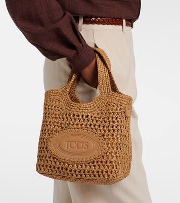 Logo酒椰叶纤维与皮革托特包 | Tod's