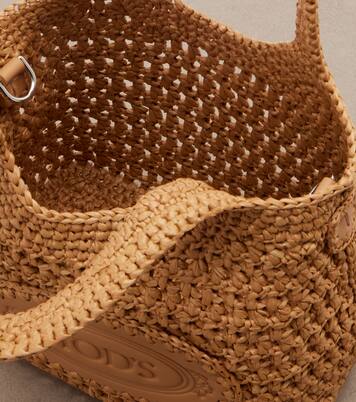 Logo酒椰叶纤维与皮革托特包 | Tod's