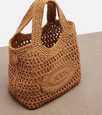 Logo酒椰叶纤维与皮革托特包 | Tod's